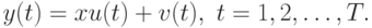 y(t)=x u(t)+v(t),\ t=1,2,…,T.