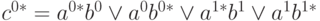 
c^{0*}=a^{0*}b^0\vee a^{0}b^{0*}\vee a^{1*}b^1\vee a^{1}b^{1*}