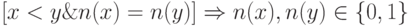 [x<y \& n(x)=n(y)] \Rightarrow n(x),n(y)\in \{0,1\}