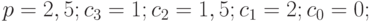 p=2,5; c_3 = 1; c_2 = 1,5; c_1 = 2; c_0 = 0;