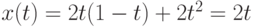 x(t) = 2t(1 - t) + 2t^2 = 2t