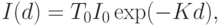 I(d)=T_0 I_0 \exp(-Kd),