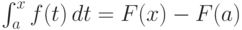 \int_{a}^{x} f(t)\,dt = F(x)-F(a)