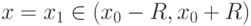 x = x_1 \in (x_0-R,x_0+R)