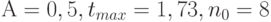 А = 0,5, t_{max} = 1,73, n_0 = 8 