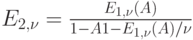 E_{2,\nu }=\frac{E_{1,\nu }(A)}{1-A{1-E_{1,\nu }(A)/\nu}}