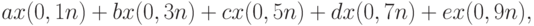 ax(0,1n)+bx(0,3n)+cx(0,5n)+dx(0,7n)+ex(0,9n),