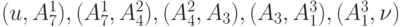 (u,A_7^1), (A_7^1, A_4^2), (A_4^2, A_3), (A_3, A_1^3), (A_1^3, \nu)