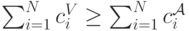 \sum_{i=1}^Nc^V_i\ge\sum_{i=1}^Nc^{\mathcal A}_i