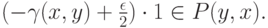 (-\gamma(x,y) + \frac\epsilon2)\cdot 1 \in P(y,x).