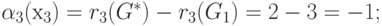 \alpha _{3}(х_{3}) = r_{3}(G^{*}) - r_{3}(G_{1}) = 2 - 3 = -1;
