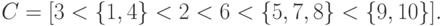 C = [3 < \{1, 4\} < 2 < 6 < \{5, 7, 8\} < \{9, 10\}].