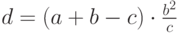 d=(a+b-c)\cdot {\frac{b^2}{c}}