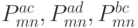 P_{mn}^{ac}, P_{mn}^{ad}, P_{m n}^{bc}